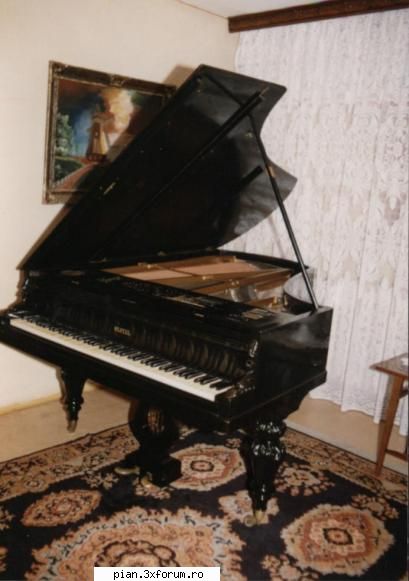 pian pleyel vand pian pleyel, fabricat 1850, negru, clape fildes, placa bronz, elemente sculptate,